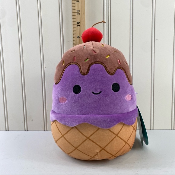 Squishmallow 10” Plush Scented Ice Cream Cone Toy with Chocolate Cherry Topping - Picture 10 of 12